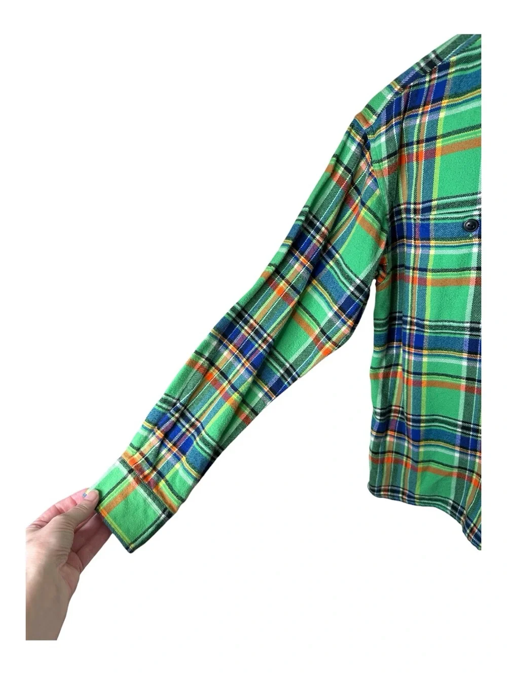 Polo Ralph Lauren Green Plaid Multi Color Striped Soft Flannel Shirt Men’s Size